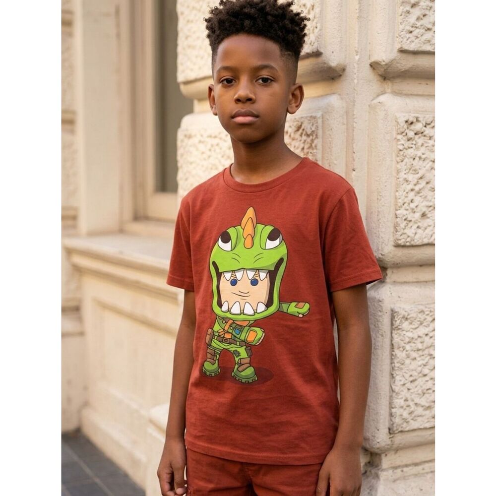 Fortnite Rex Skin Floss Dance Boys Large 10/12 Boys Graphic Tee Gamer T-Shirt
